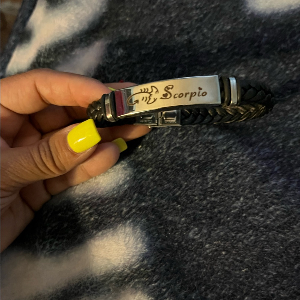 Scorpio Black Leather Zodiac Bracelet